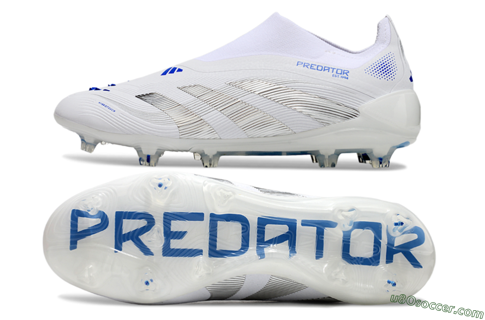 Adidas Predator Elite 25 Laceless FG Firm Ground Soccer Cleats - White/Blue/Black 0