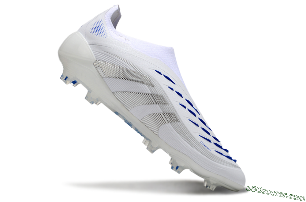 Adidas Predator Elite 25 Laceless FG Firm Ground Soccer Cleats - White/Blue/Black 4