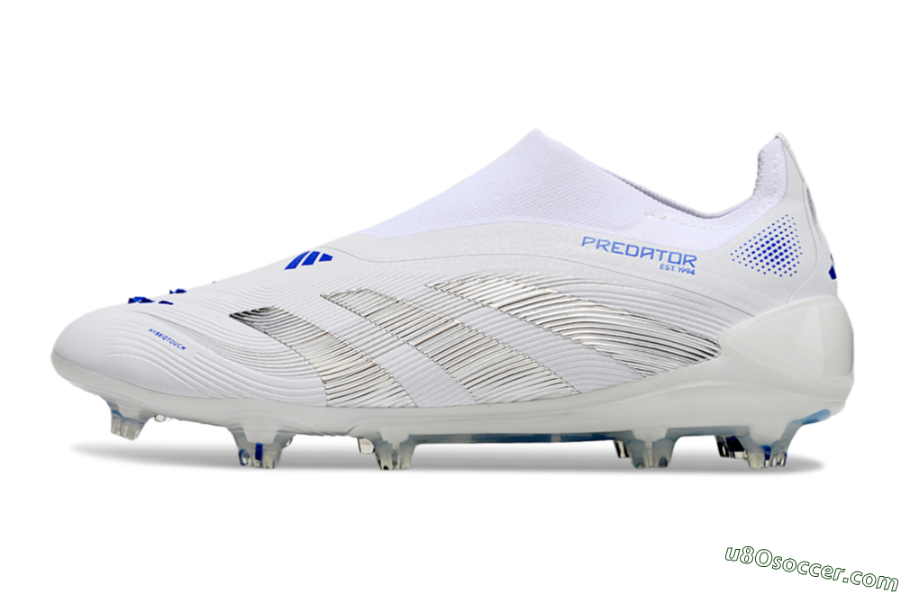 Adidas Predator Elite 25 Laceless FG Firm Ground Soccer Cleats - White/Blue/Black 2
