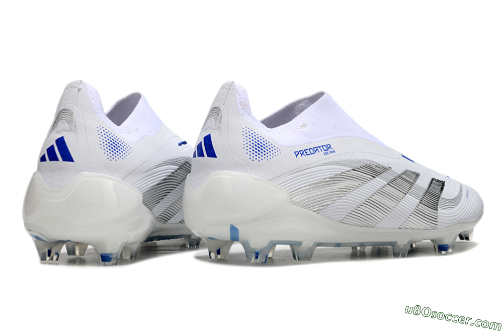 Adidas Predator Elite 25 Laceless FG Firm Ground Soccer Cleats - White/Blue/Black 6