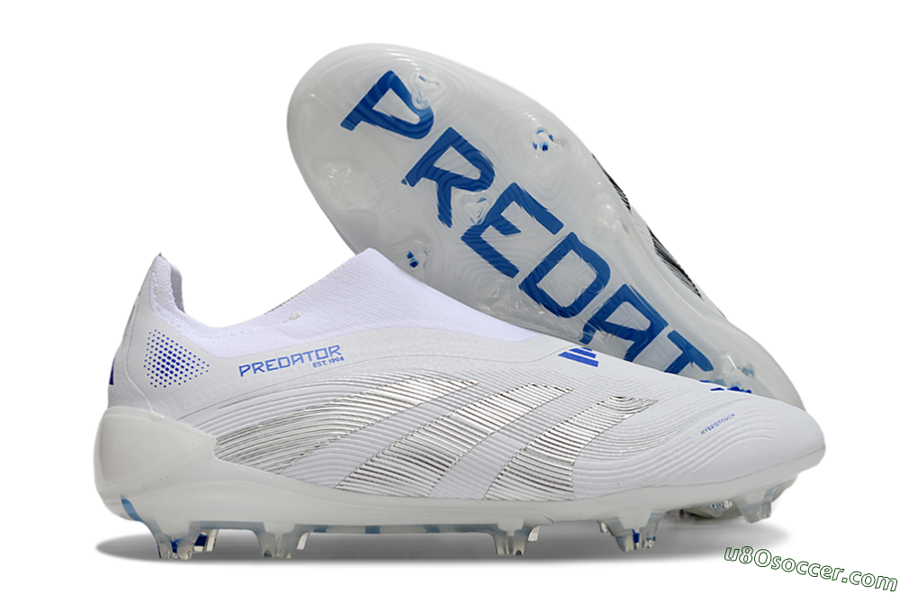 Adidas Predator Elite 25 Laceless FG Firm Ground Soccer Cleats - White/Blue/Black 1