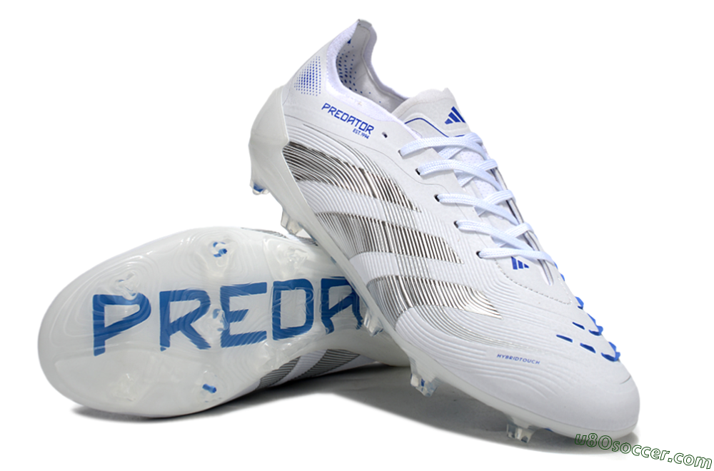 Adidas Predator Elite 25 FG Firm Ground Soccer Cleats - White/Blue/Black 3