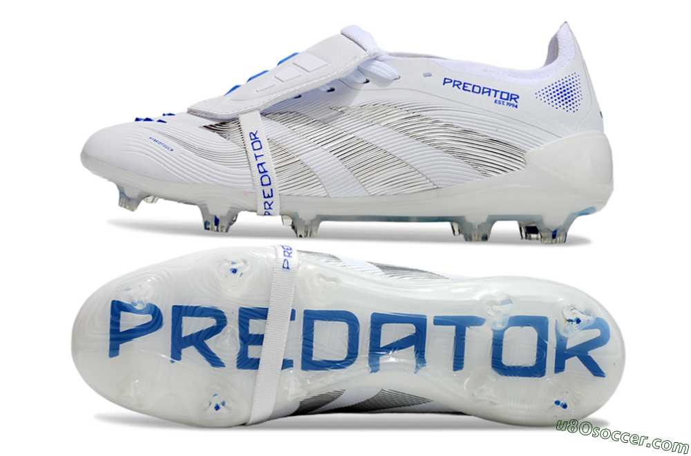 Adidas Predator Elite 25 Foldover Tongue FG Firm Ground Soccer Cleats - White/Blue/Black 0