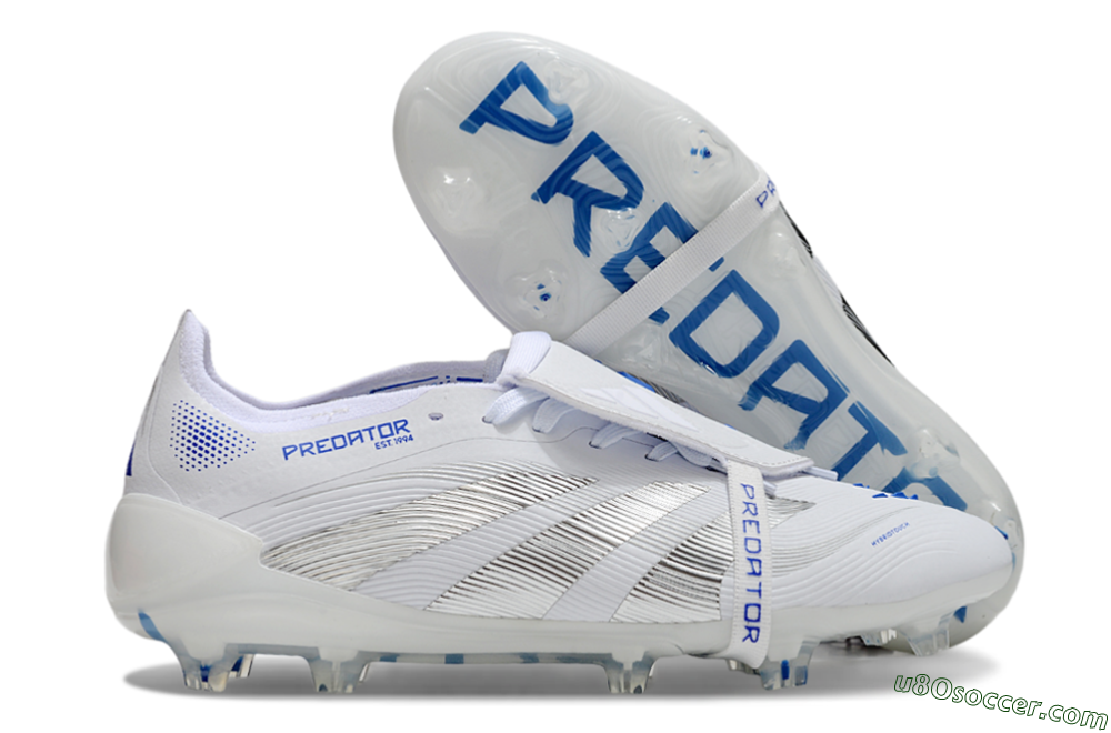 Adidas Predator Elite 25 Foldover Tongue FG Firm Ground Soccer Cleats - White/Blue/Black 1