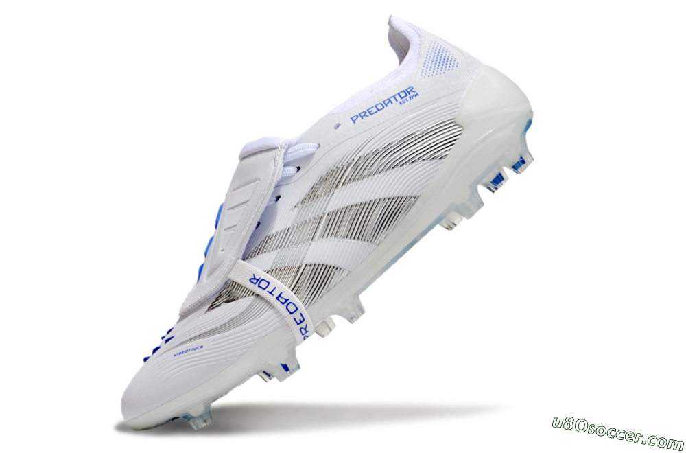 Adidas Predator Elite 25 Foldover Tongue FG Firm Ground Soccer Cleats - White/Blue/Black 5