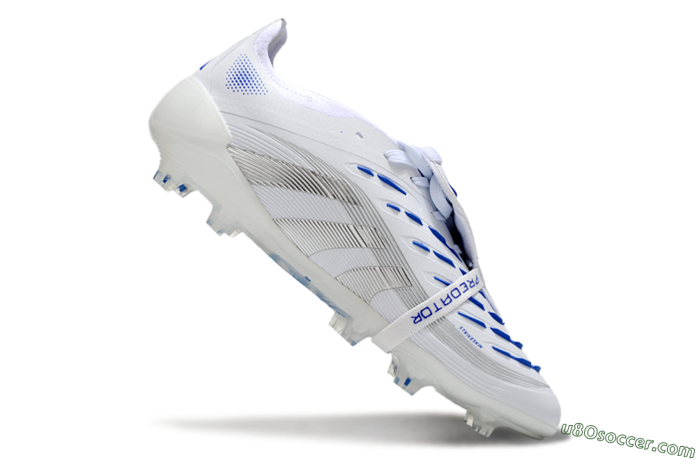 Adidas Predator Elite 25 Foldover Tongue FG Firm Ground Soccer Cleats - White/Blue/Black 4