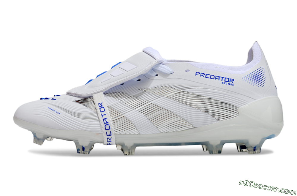 Adidas Predator Elite 25 Foldover Tongue FG Firm Ground Soccer Cleats - White/Blue/Black 2