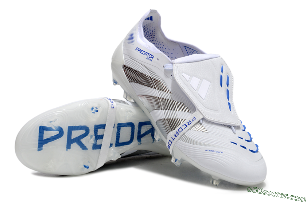 Adidas Predator Elite 25 Foldover Tongue FG Firm Ground Soccer Cleats - White/Blue/Black 3