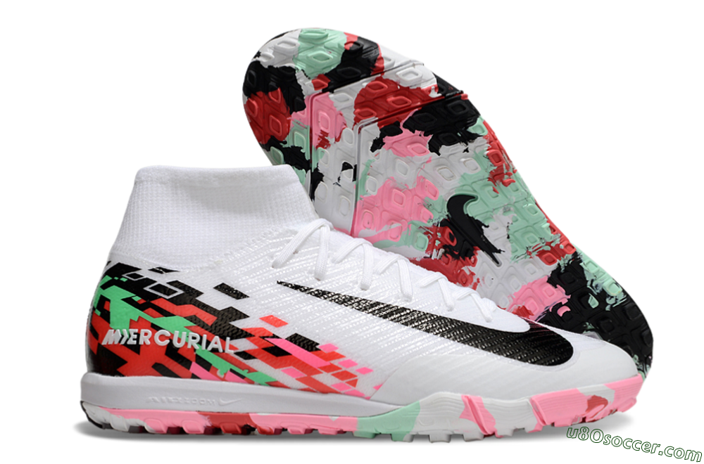 Nike Air Zoom Mercurial Superfly 10 Elite TF Artificial Turf Soccer Shoes - White/Black/Red 1