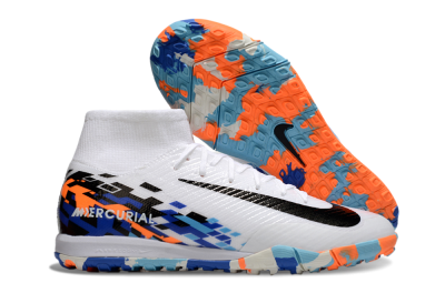 Nike Air Zoom Mercurial Superfly 10 Elite TF Artificial Turf Soccer Shoes - White/Blue/Orange