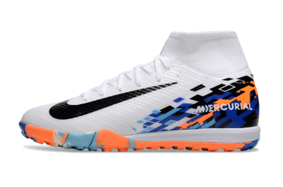 Nike Air Zoom Mercurial Superfly 10 Elite TF Artificial Turf Soccer Shoes - White/Blue/Orange