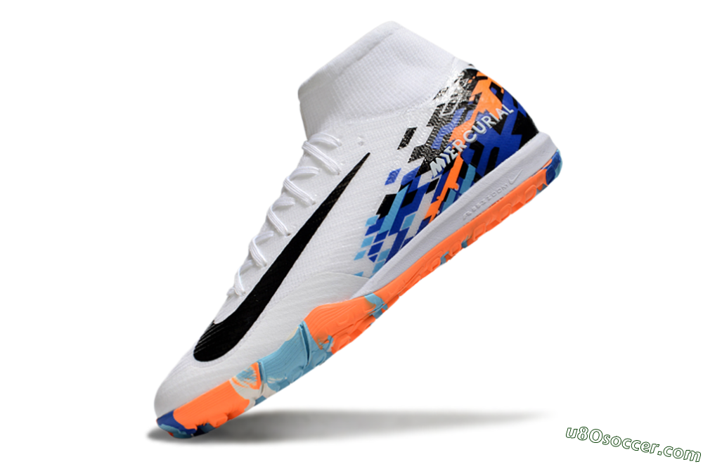 Nike Air Zoom Mercurial Superfly 10 Elite TF Artificial Turf Soccer Shoes - White/Blue/Orange 5