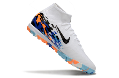 Nike Air Zoom Mercurial Superfly 10 Elite TF Artificial Turf Soccer Shoes - White/Blue/Orange