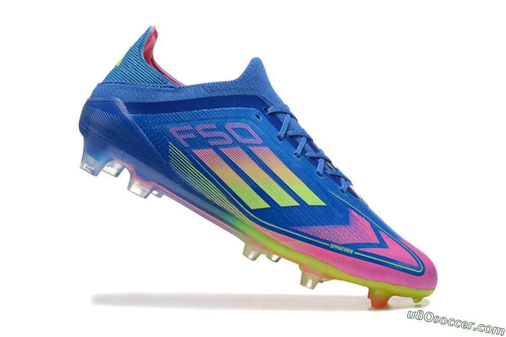 Adidas F50 Elite FG Firm Ground Soccer Cleats - Blue/Yellow/Pink 4
