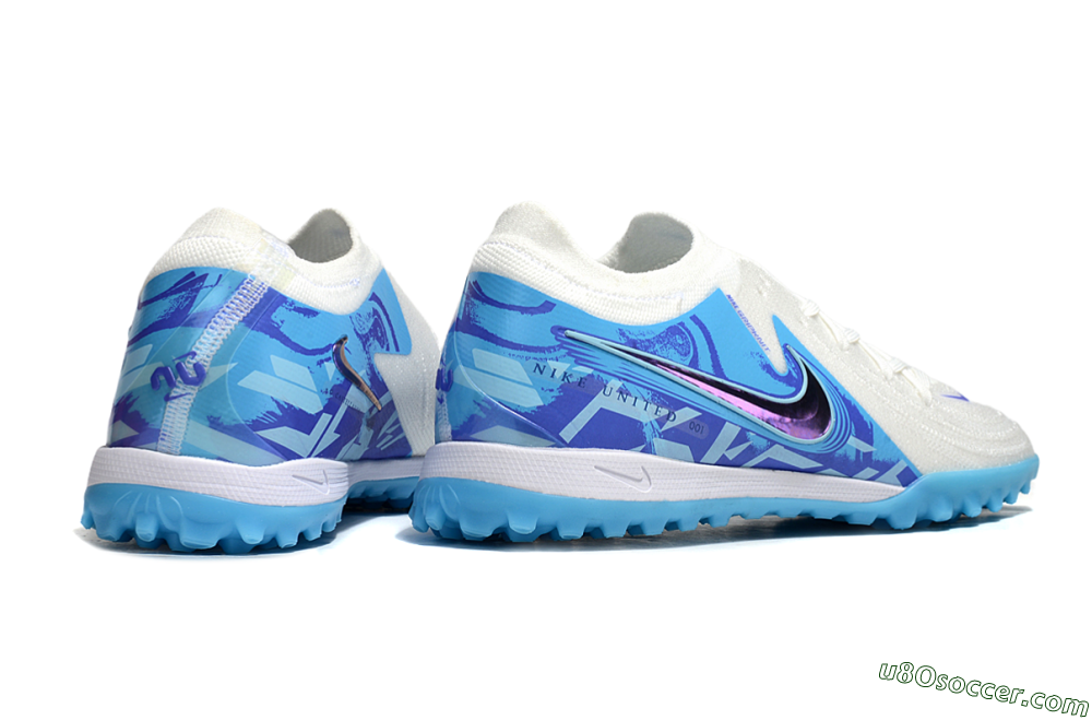 Nike Phantom GX 2 Elite TF Artificial Turf Soccer Shoes - Beige/Blue/White 6