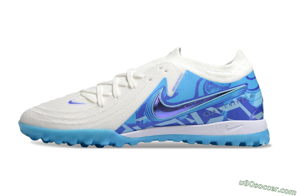 Nike Phantom GX 2 Elite TF Artificial Turf Soccer Shoes - Beige/Blue/White 2