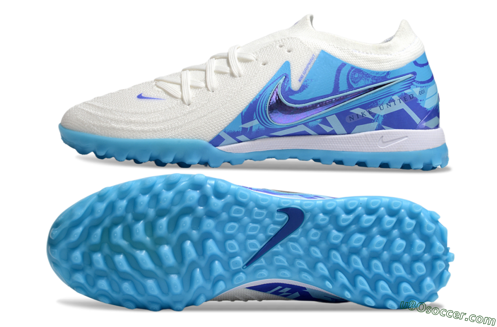 Nike Phantom GX 2 Elite TF Artificial Turf Soccer Shoes - Beige/Blue/White 0