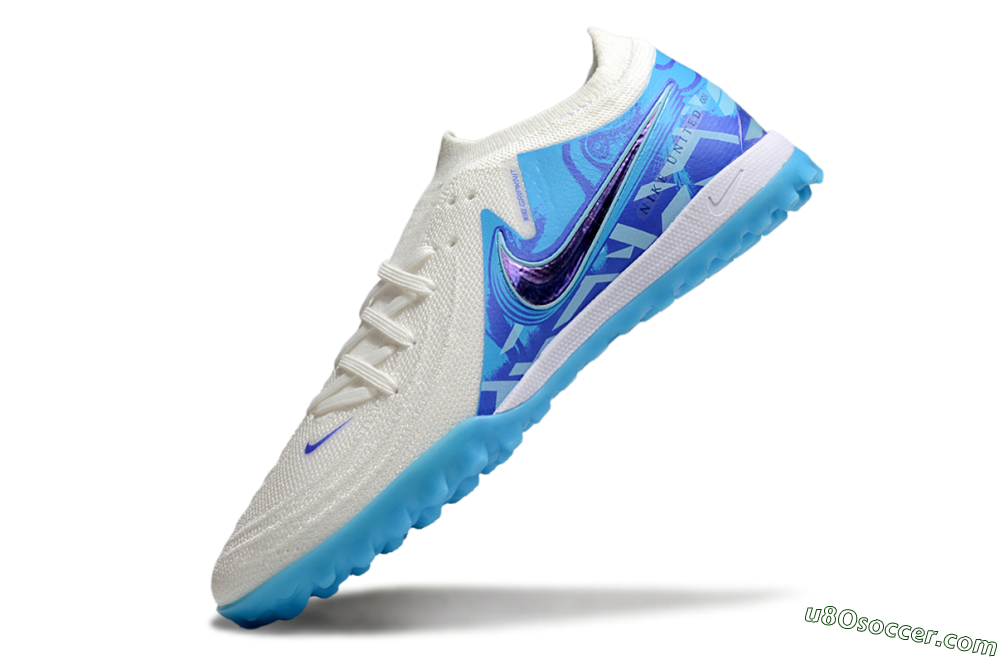 Nike Phantom GX 2 Elite TF Artificial Turf Soccer Shoes - Beige/Blue/White 5