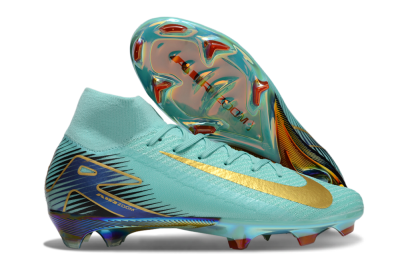Nike Air Zoom Mercurial Superfly 10 Elite FG Firm Ground Soccer Cleats - Jade/Gold/Blue