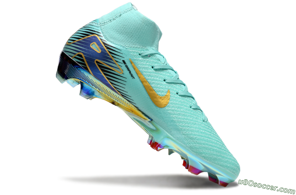 Nike Air Zoom Mercurial Superfly 10 Elite FG Firm Ground Soccer Cleats - Jade/Gold/Blue 4