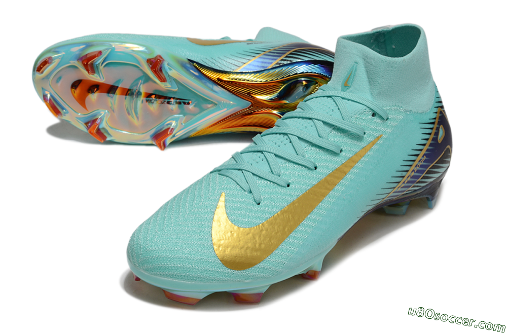 Nike Air Zoom Mercurial Superfly 10 Elite FG Firm Ground Soccer Cleats - Jade/Gold/Blue 3
