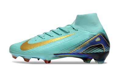 Nike Air Zoom Mercurial Superfly 10 Elite FG Firm Ground Soccer Cleats - Jade/Gold/Blue