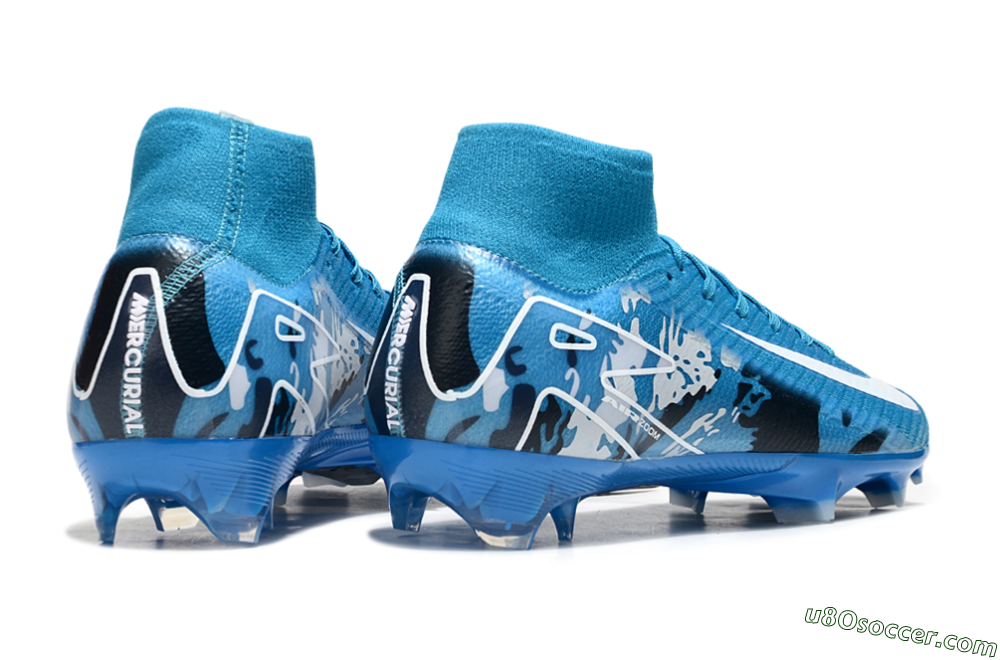Nike Air Zoom Mercurial Superfly 10 Elite FG Firm Ground Soccer Cleats - Blue/White/Black 6