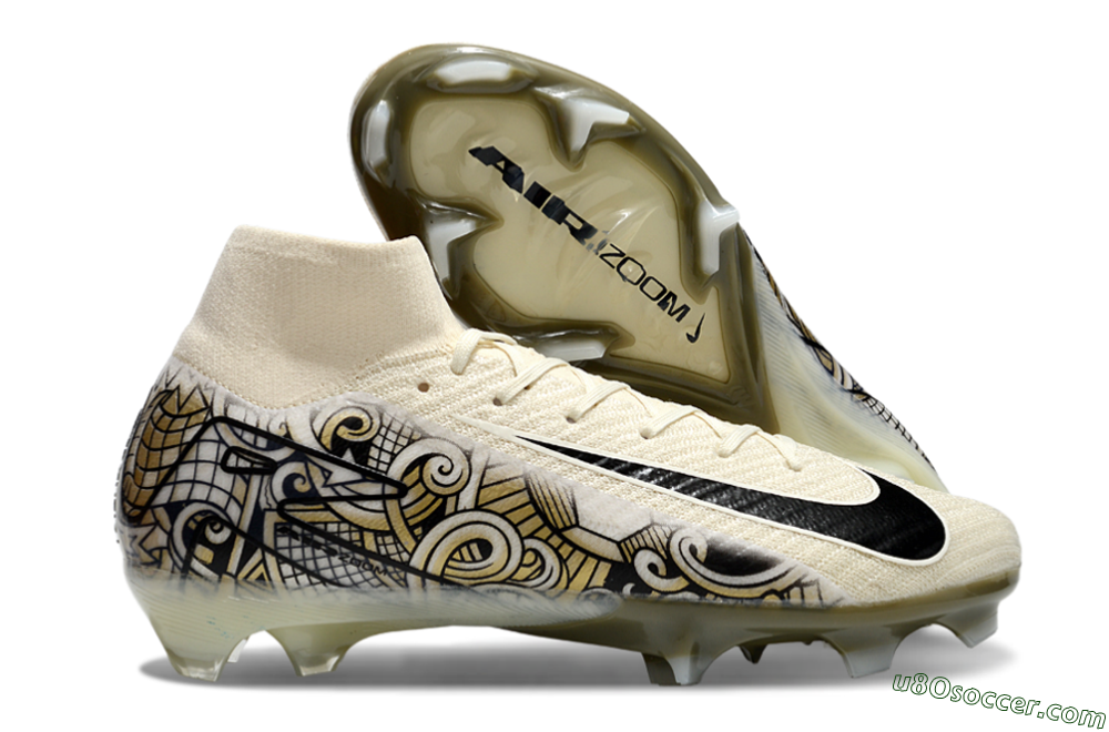 Nike Air Zoom Mercurial Superfly 10 Elite FG Firm Ground Soccer Cleats - Beige/Black/Yellow 1