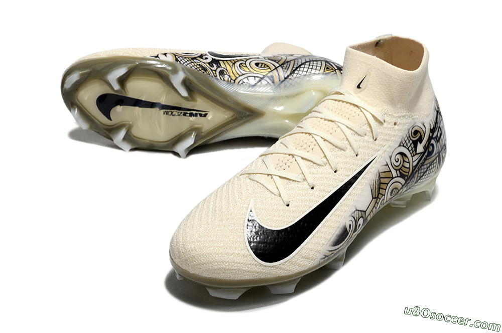 Nike Air Zoom Mercurial Superfly 10 Elite FG Firm Ground Soccer Cleats - Beige/Black/Yellow 3