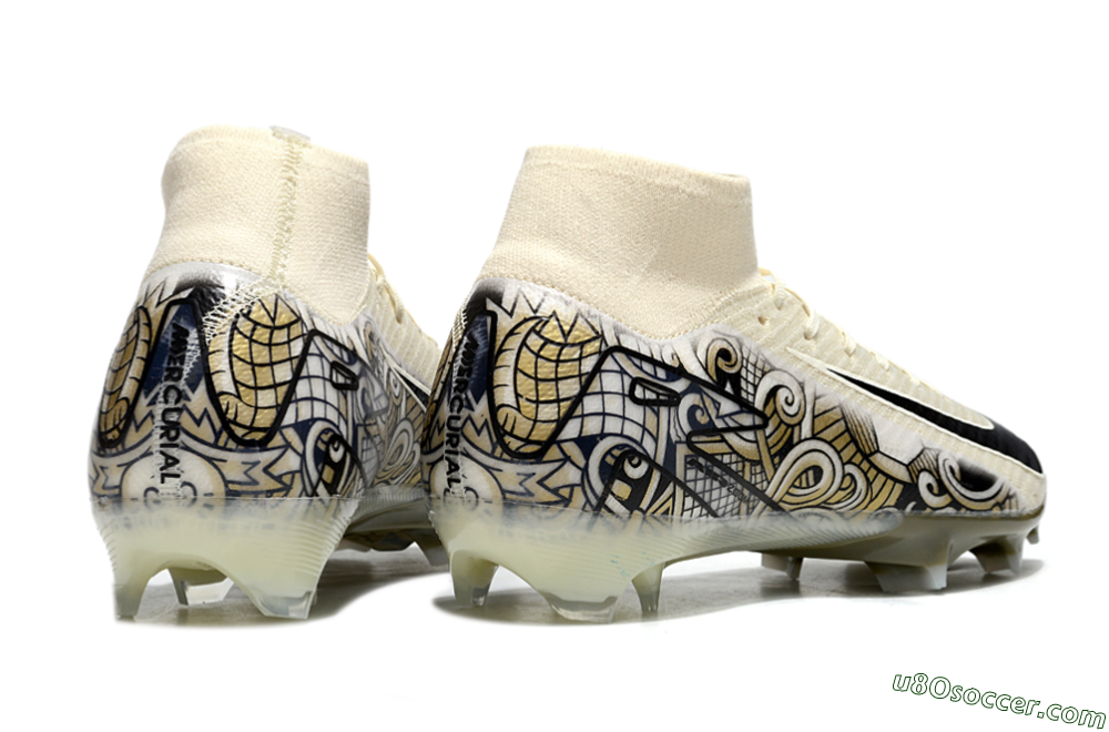 Nike Air Zoom Mercurial Superfly 10 Elite FG Firm Ground Soccer Cleats - Beige/Black/Yellow 6