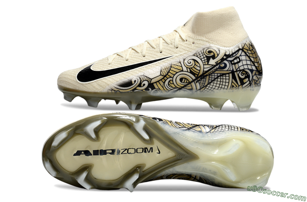 Nike Air Zoom Mercurial Superfly 10 Elite FG Firm Ground Soccer Cleats - Beige/Black/Yellow 0