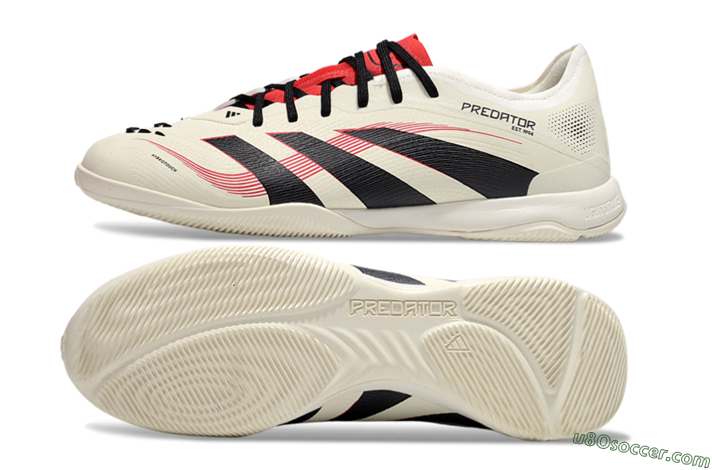 Adidas Predator 25 Elite IC Indoor & Futsal Soccer Shoes - Beige/Black/Red 0
