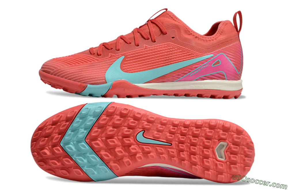 Nike Air Zoom Mercurial Vapor 16 Pro TF Artificial Turf Soccer Shoes - Red/Jade/Pink 0