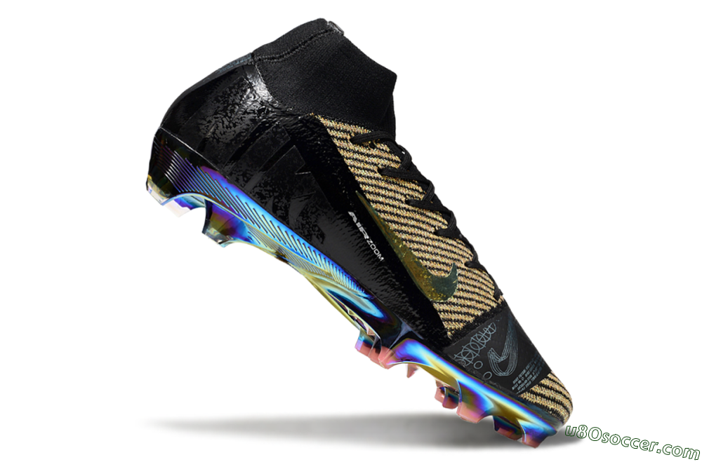 Nike Air Zoom Mercurial Superfly 10 Elite FG Firm Ground Soccer Cleats - Black/Gold/White 4