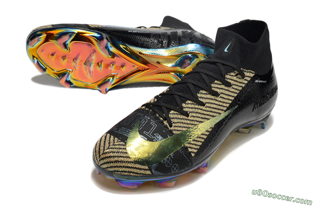 Nike Air Zoom Mercurial Superfly 10 Elite FG Firm Ground Soccer Cleats - Black/Gold/White 3