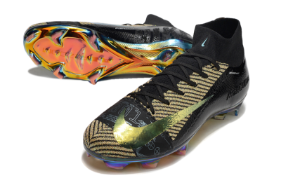 Nike Air Zoom Mercurial Superfly 10 Elite FG Firm Ground Soccer Cleats - Black/Gold/White
