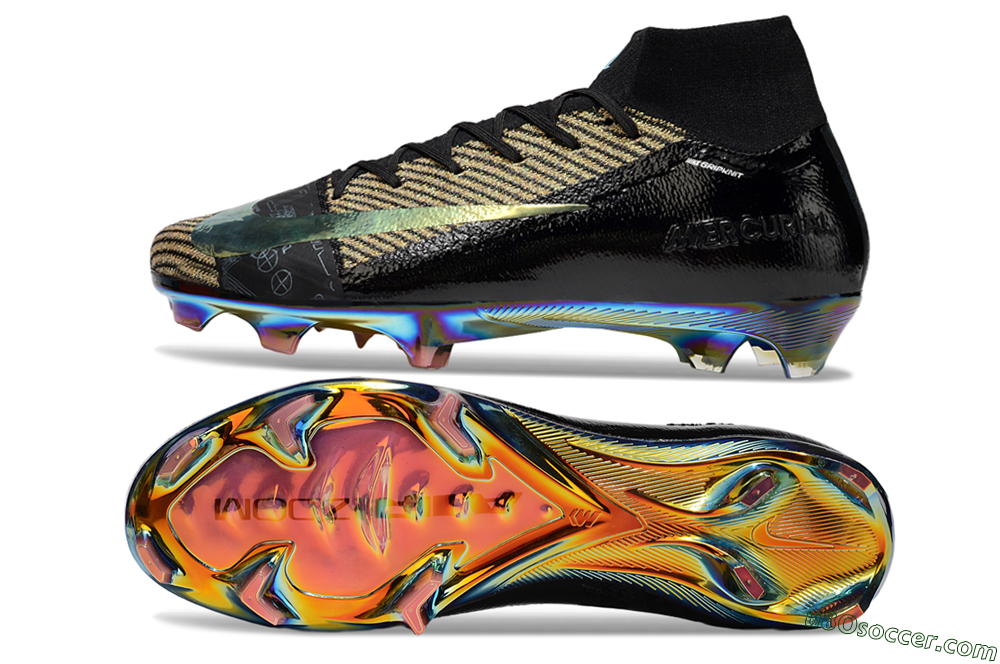 Nike Air Zoom Mercurial Superfly 10 Elite FG Firm Ground Soccer Cleats - Black/Gold/White 0
