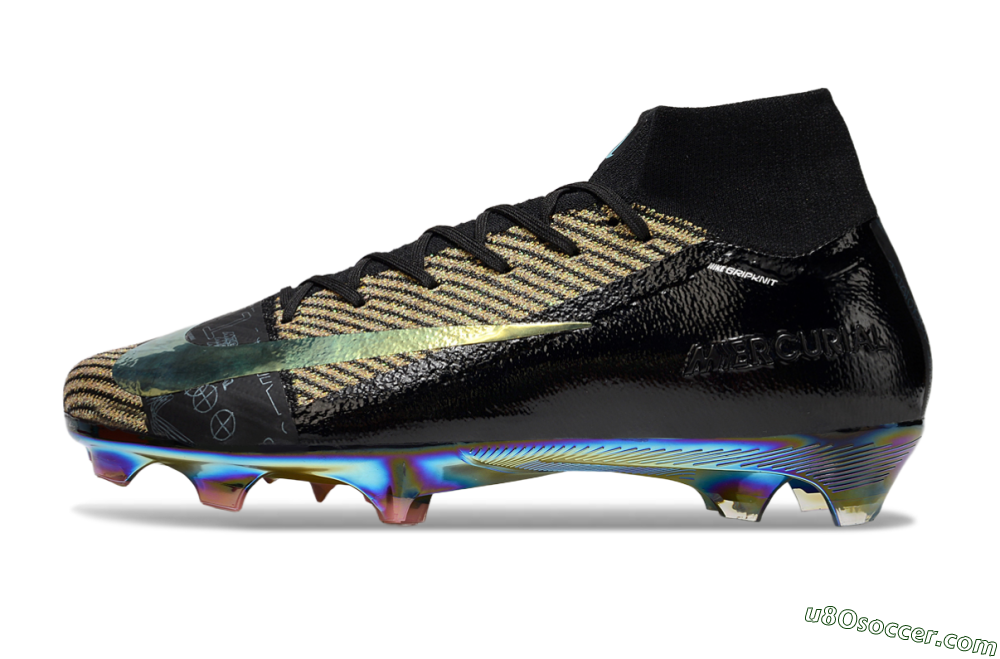 Nike Air Zoom Mercurial Superfly 10 Elite FG Firm Ground Soccer Cleats - Black/Gold/White 2