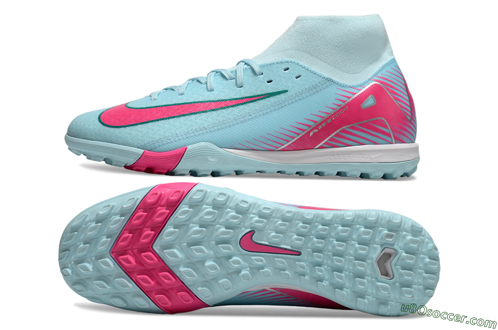 Nike Air Zoom Mercurial Superfly 10 Elite TF Artificial Turf Soccer Shoes - Jade/Pink/White 0