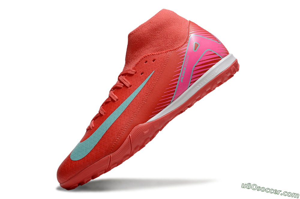 Nike Air Zoom Mercurial Superfly 10 Elite TF Artificial Turf Soccer Shoes - Red/Jade/Pink 5
