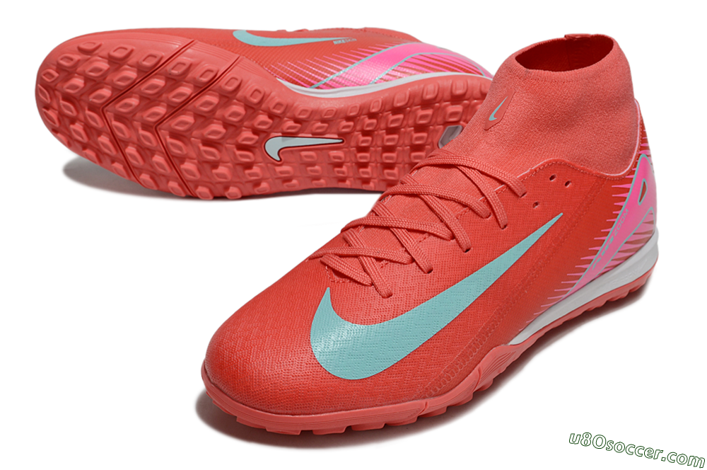 Nike Air Zoom Mercurial Superfly 10 Elite TF Artificial Turf Soccer Shoes - Red/Jade/Pink 3