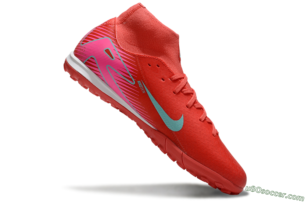 Nike Air Zoom Mercurial Superfly 10 Elite TF Artificial Turf Soccer Shoes - Red/Jade/Pink 4