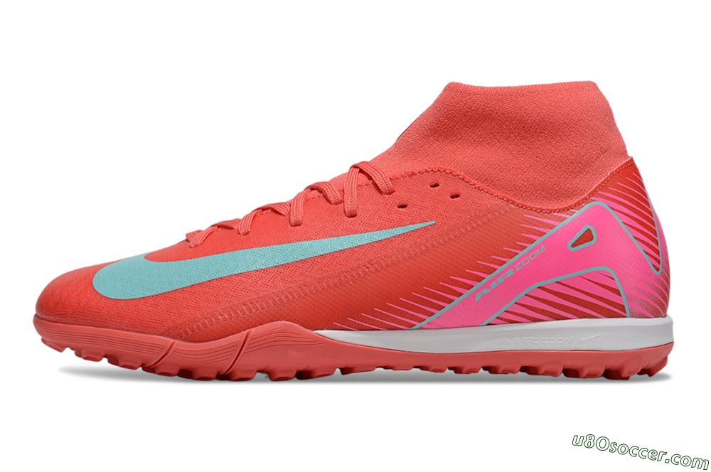 Nike Air Zoom Mercurial Superfly 10 Elite TF Artificial Turf Soccer Shoes - Red/Jade/Pink 2