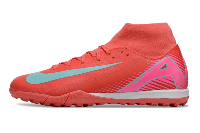 Nike Air Zoom Mercurial Superfly 10 Elite TF Artificial Turf Soccer Shoes - Red/Jade/Pink