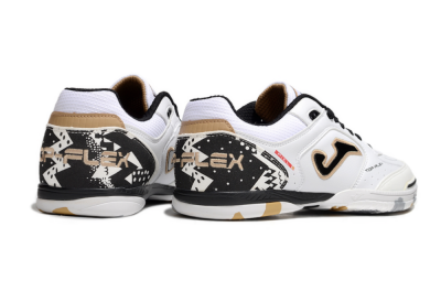 Joma Top Flex IC Indoor & Futsal Soccer Shoes - White/Black/Gold