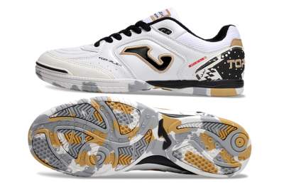 Joma Top Flex IC Indoor & Futsal Soccer Shoes - White/Black/Gold