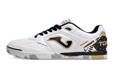 Joma Top Flex IC Indoor & Futsal Soccer Shoes - White/Black/Gold