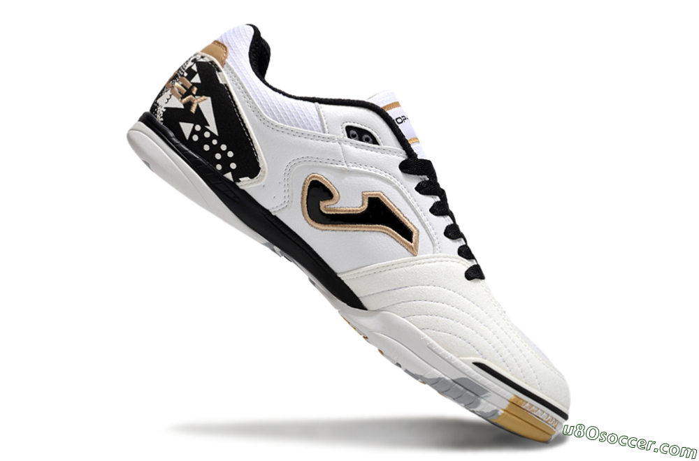 Joma Top Flex IC Indoor & Futsal Soccer Shoes - White/Black/Gold 4