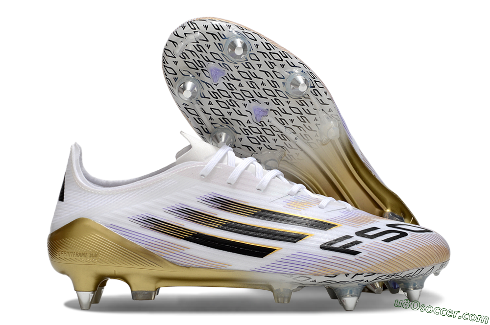 Adidas F50 Elite SG Soft Ground Soccer Cleats - White/Black/Gold 1