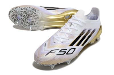 Adidas F50 Elite SG Soft Ground Soccer Cleats - White/Black/Gold